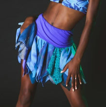 Load image into Gallery viewer, Perky Pixie Skirt in Blue Pattern Work