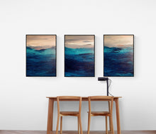 Load image into Gallery viewer, Large Seascape Triptych, Set of 3 Original Modern Paintings, Ocean Painting Abstract, Ready to Hang, Living Room Art, Hand Painted Art