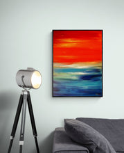 Load image into Gallery viewer, Calming Abstract Painting, Hand Painted Art, Expressionistic Living Room Wall Art, Orange skies Painting, Hand Painted by Rina Kaavchinski