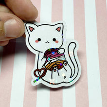 Load image into Gallery viewer, Holographic Pride Yarn Kitty Sticker