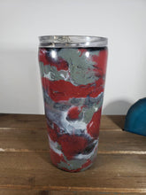 Load image into Gallery viewer, Camo Cloud Red and Grey 16oz Acrylic Flow Resin Tumbler