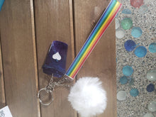 Load image into Gallery viewer, Rainbow Wrist Strap Coffee Lover Purple Resin Keychain
