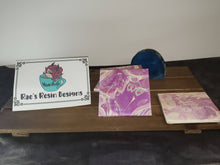 Load image into Gallery viewer, Acrylic Flow Purple and White Tile Coasters