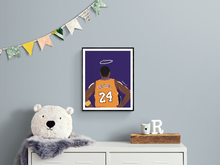 Load image into Gallery viewer, Kobe Bryant Art Print, Nba Poster, Kobe Bryant Poster, Kobe Bryant Tribute, Kobe Bryant Illustration, Black Mamba Art Print, Black Mamba