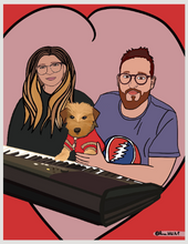 Load image into Gallery viewer, Custom Colour Cartoon Digital Couples Portrait ( with option of printing on paper or canvas)