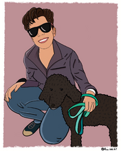 Load image into Gallery viewer, Cartoon Pet Portrait illustration (Cat, Dog, Puppy, Kitty) Anniversary Gift ( Digital Only, print or stretched Canvas)