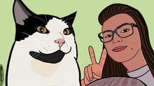 Load image into Gallery viewer, Cartoon Pet Portrait illustration (Cat, Dog, Puppy, Kitty) Anniversary Gift ( Digital Only, print or stretched Canvas)