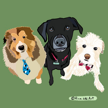 Load image into Gallery viewer, Cartoon Pet Portrait illustration (Cat, Dog, Puppy, Kitty) Anniversary Gift ( Digital Only, print or stretched Canvas)