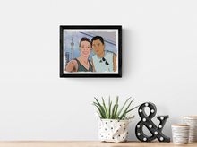 Load image into Gallery viewer, Custom Colour Cartoon Digital Couples Portrait ( with option of printing on paper or canvas)