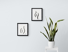 Load image into Gallery viewer, Body Positive Line Art, Set of Two Prints, Female Figure Art Print, Minimalist Wall Art, Boob Art Print, Curvy Art Poster, Line Drawing