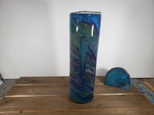 Load image into Gallery viewer, Green and Purple Galaxy Themed Handled 30oz Acrylic Tumbler