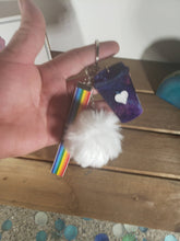Load image into Gallery viewer, Rainbow Wrist Strap Coffee Lover Purple Resin Keychain