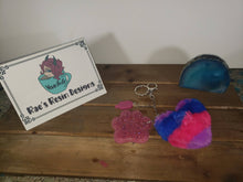 Load image into Gallery viewer, Bi Pride Glitter Paw Print Pom Pom Keychain or Purse charm