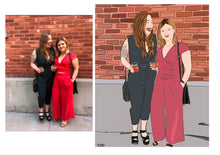 Load image into Gallery viewer, Custom Colour Cartoon Digital Couples Portrait ( with option of printing on paper or canvas)