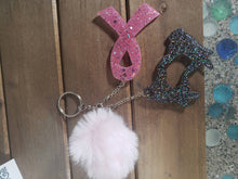 Load image into Gallery viewer, Sending Love and Support Breast Cancer Awareness Pom Pom Resin Keychain
