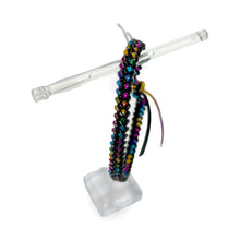 Load image into Gallery viewer, Black and Rainbow Plastic Lacing Bracelet
