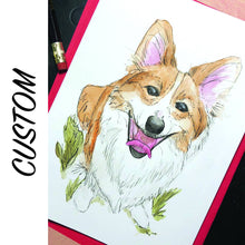Load image into Gallery viewer, custom pet portrait - 5x7 watercolour painting