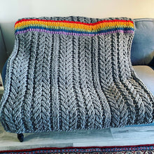 Load image into Gallery viewer, Big G(r)AY Blanket Rainbow Pride Cable Knit Blanket