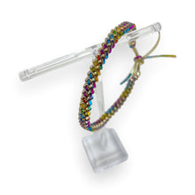 Load image into Gallery viewer, Gold and Rainbow Plastic Lacing Bracelet
