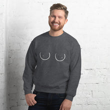 Load image into Gallery viewer, Boobs Line Art Sweater, Funny Boobies, Boobs Crewneck Unisex Sweater, Pride Sweater LGBT+ Clothes, Unisex Heavy Blend Crewneck Sweatshir