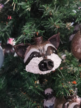 Load image into Gallery viewer, Racoon Handpainted Sculpted Christmas/Holiday Ornament