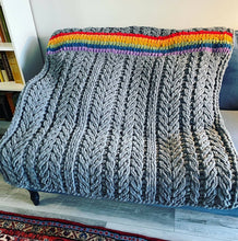Load image into Gallery viewer, Big G(r)AY Blanket Rainbow Pride Cable Knit Blanket