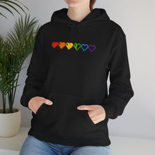 Load image into Gallery viewer, Pixelated Pride Hearts Hoodie
