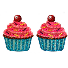 Load image into Gallery viewer, BIRTHDAY BABE Cupcake Glitter &amp; Gem Nipple Pasty, Nipple Cover (2pcs) for Lingerie Festivals Carnival Burlesque Rave Birthday

