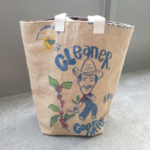 Load image into Gallery viewer, Upcycled Coffee Sack Laundry Hamper / Large Tote
