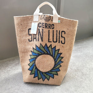 Upcycled Coffee Sack Laundry Hamper / Large Tote