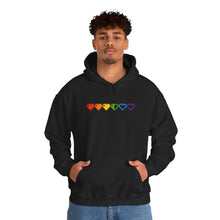 Load image into Gallery viewer, Pixelated Pride Hearts Hoodie
