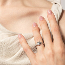 Load image into Gallery viewer, Emerald Cut Trio Ring in White Gold
