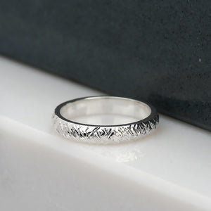 Cross - Hatched Ring in Sterling Silver - Malleable Jewellers