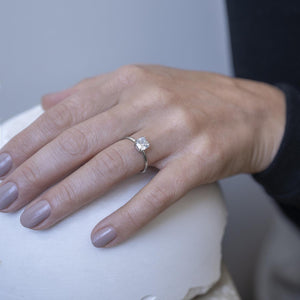 Cushion Cut Solitaire in White Gold - Malleable Jewellers