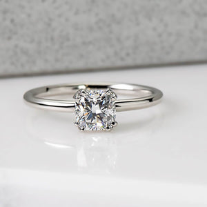Cushion Cut Solitaire in White Gold - Malleable Jewellers
