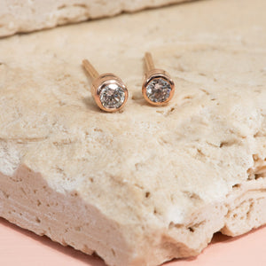 Diamond Bezel Studs in Rose Gold - Malleable Jewellers