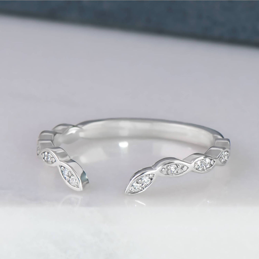 Diamond Chevron Ring in White Gold - Malleable Jewellers