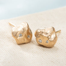 Load image into Gallery viewer, Diamond Nugget Studs in Yellow Gold - Malleable Jewellers
