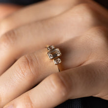 Load image into Gallery viewer, Emerald Cut Trio Ring in White Gold - Malleable Jewellers
