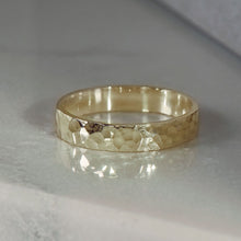 Load image into Gallery viewer, Hammer Finished Band Ring in Yellow Gold - Malleable Jewellers
