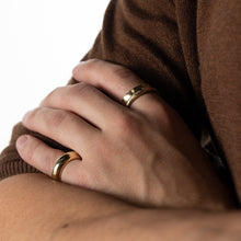 Load image into Gallery viewer, Hammer Finished Band Ring in Yellow Gold - Malleable Jewellers
