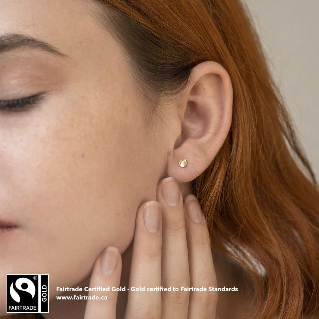 Hammer Finished Studs in Fairtrade Certified Gold - Malleable Jewellers