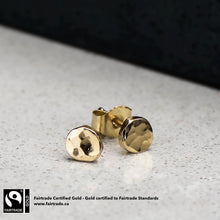 Load image into Gallery viewer, Hammer Finished Studs in Fairtrade Certified Gold - Malleable Jewellers
