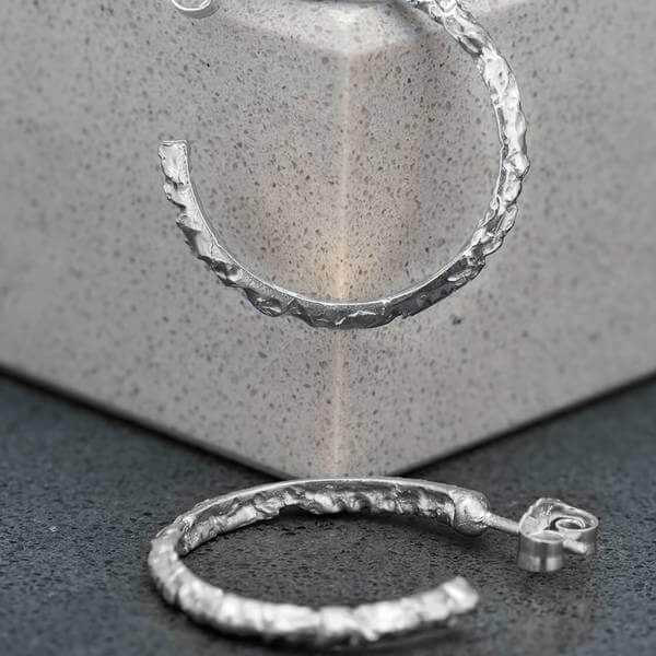 Molten Hoops in White Gold - Malleable Jewellers