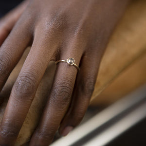 Salt & Pepper Hexagon Halo in Yellow Gold - Malleable Jewellers