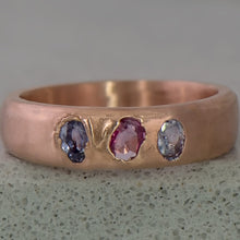 Load image into Gallery viewer, Sapphire Trio Kimberlite Ring in Rose Gold - Malleable Jewellers
