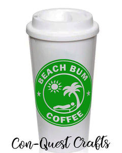 Beach Bum Coffee Permanent Decal - DECAL ONLY
