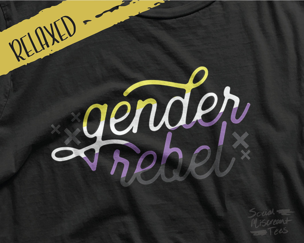 Gender Rebel Relaxed Fit Tee | Non-Binary Pride Shirt | LGBTQ+ Tshirt | Enby Shirts