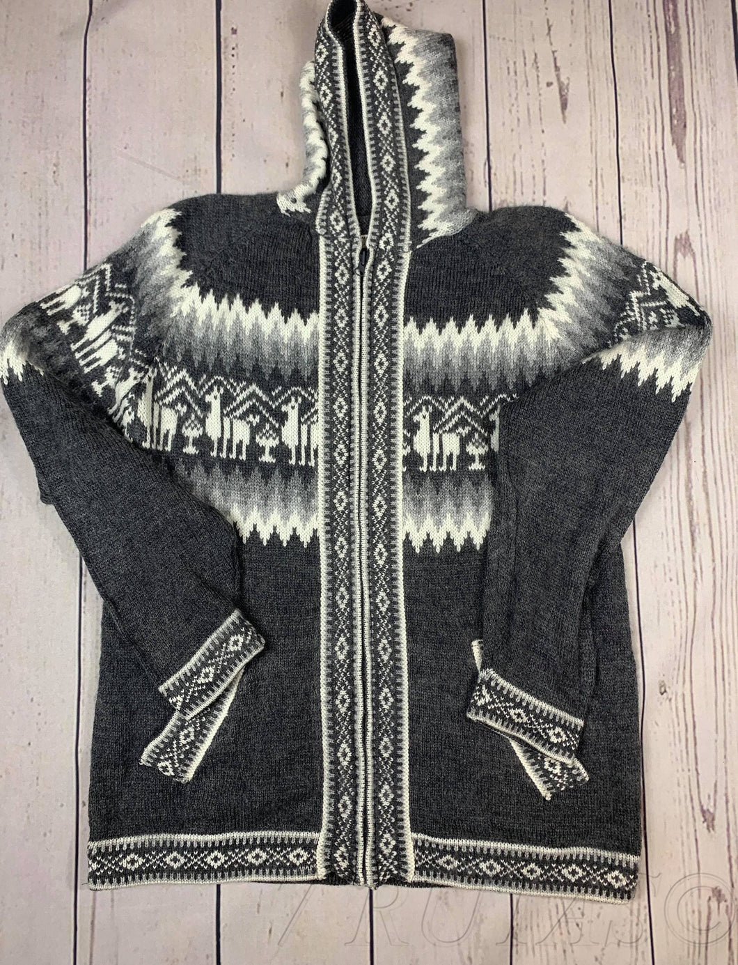 Alpaca sweater hoodie cardigan zipper