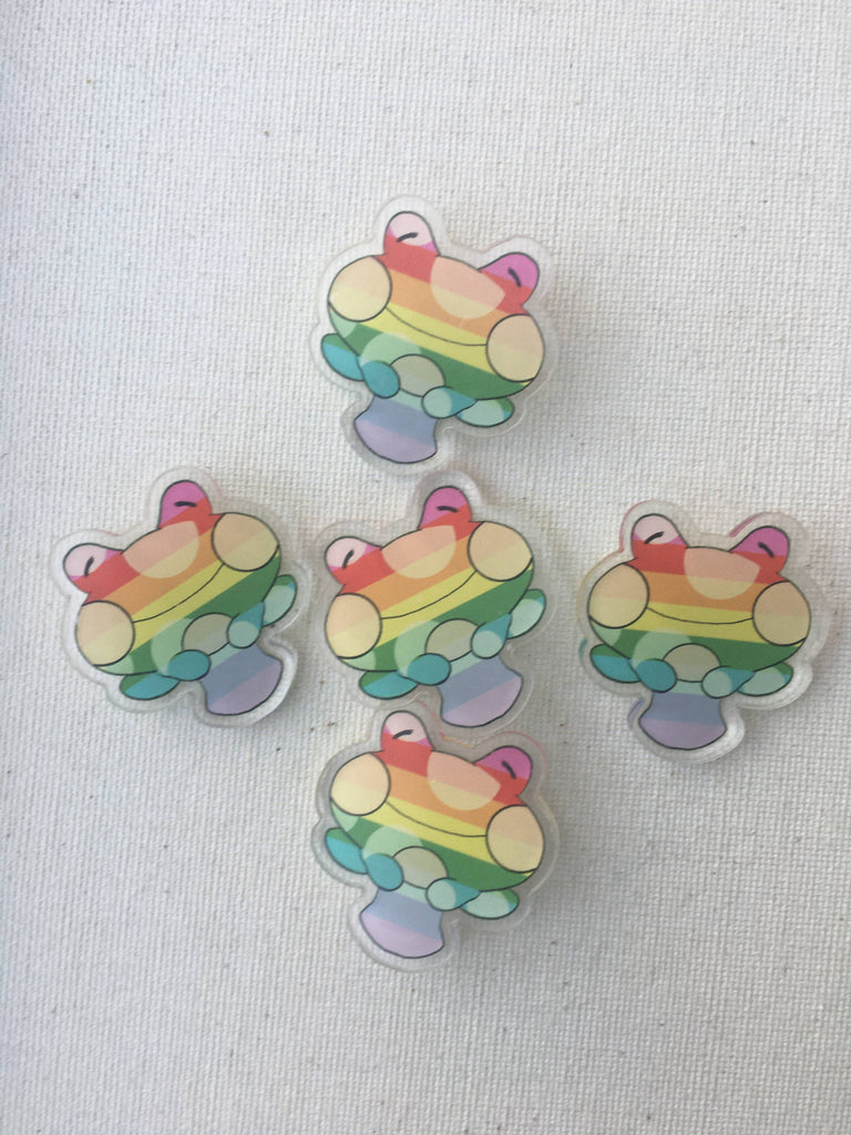 Rainbow Cottage Core Toad-Stool Acrylic Pin